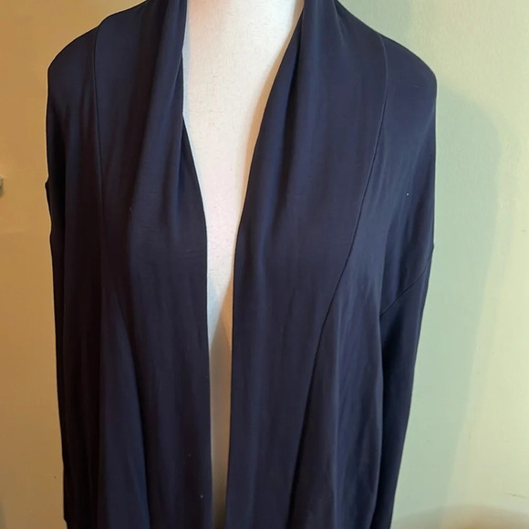 Daily/ Ritual open front navy blue side pockets longline cardigan - Picture 4 of 11